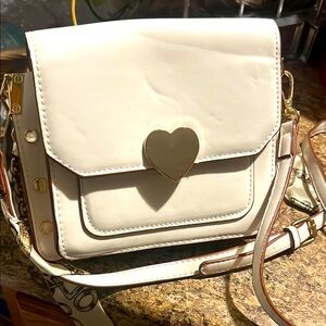 White Heart Accent Crossbody Bag